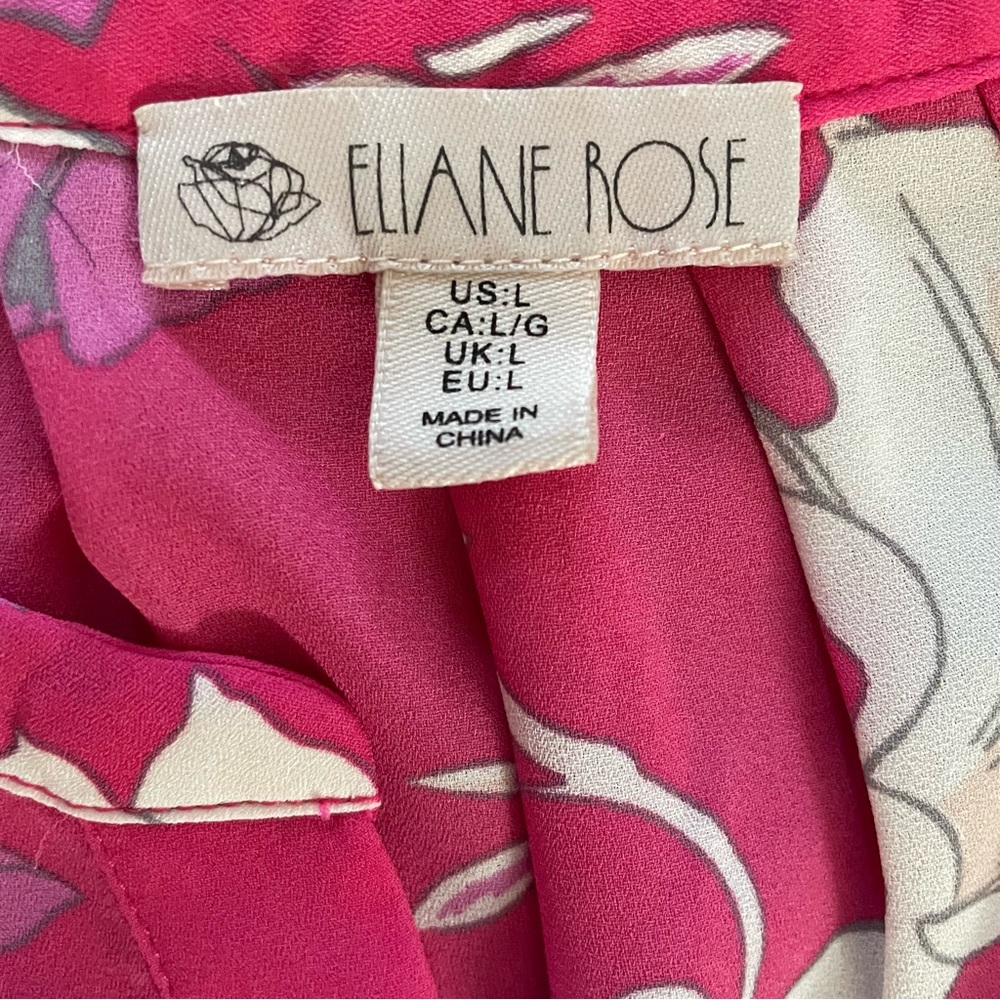 Eliane Rose Hot Pink Navy White Floral Sleeveless Tank Blouse Top Women’s Large - Picture 2 of 4
